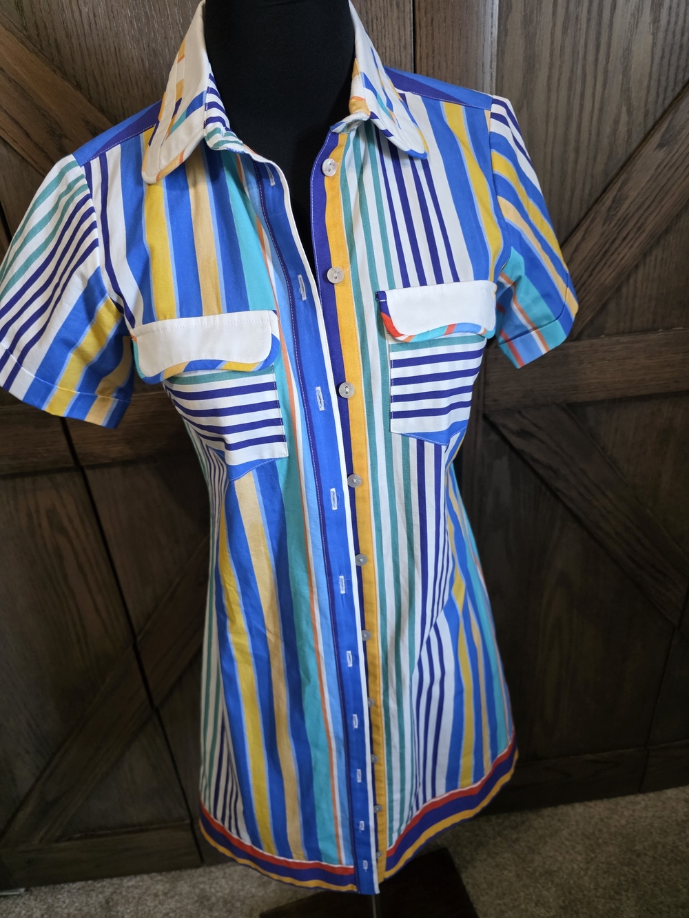 De Loreta Striped Mini Shirt Dress - Picture 3 of 5